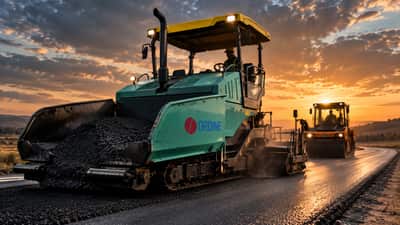 Pavimentadora aplicando uma nova camada de asfalto